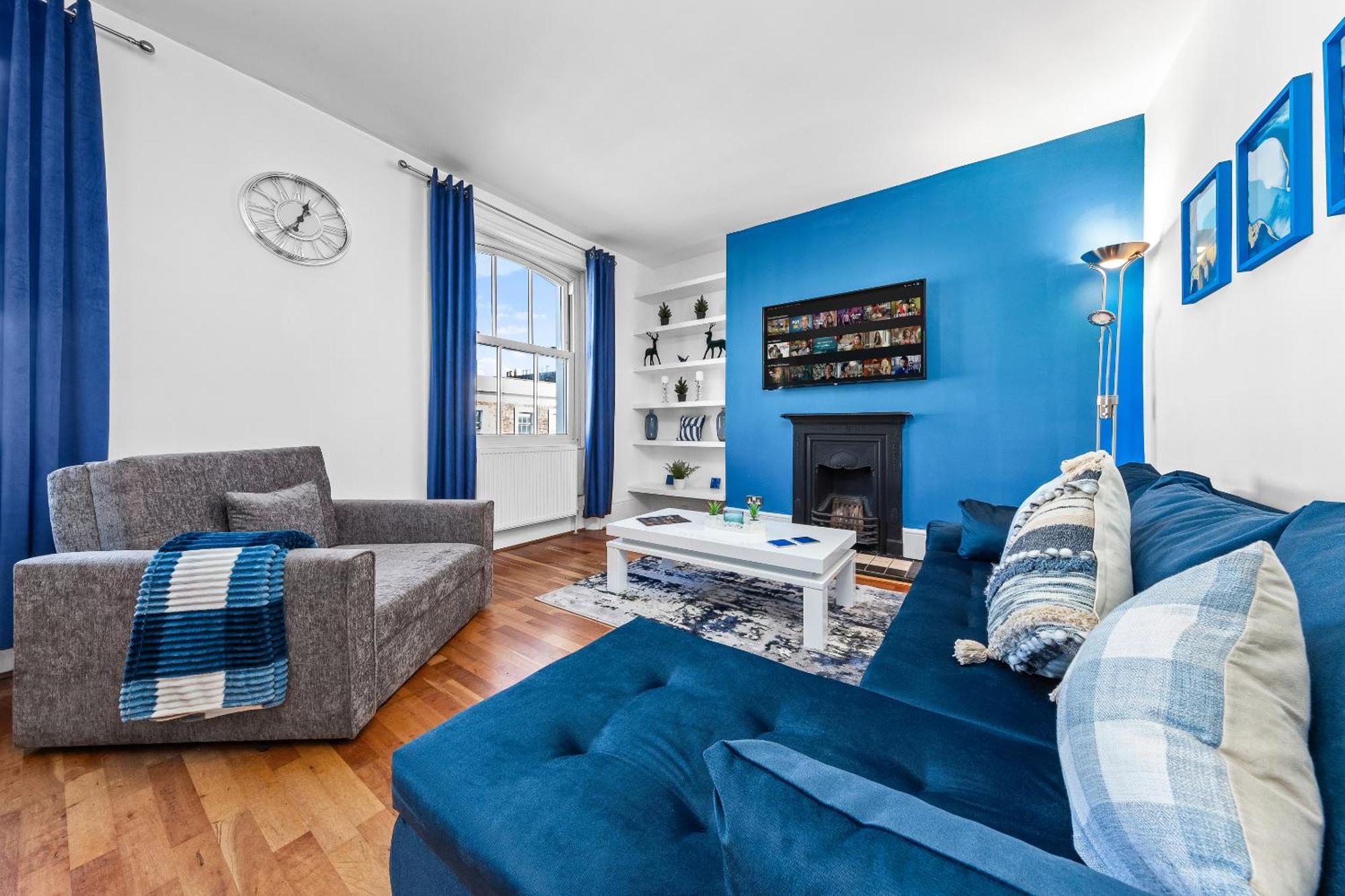 Balcony Blue Theme 1 Bedroom Central London Luxury Flat Near Hyde Park! Accommodates Up To 6! Double Sofa Bed And Next To Station! Eksteriør bilde